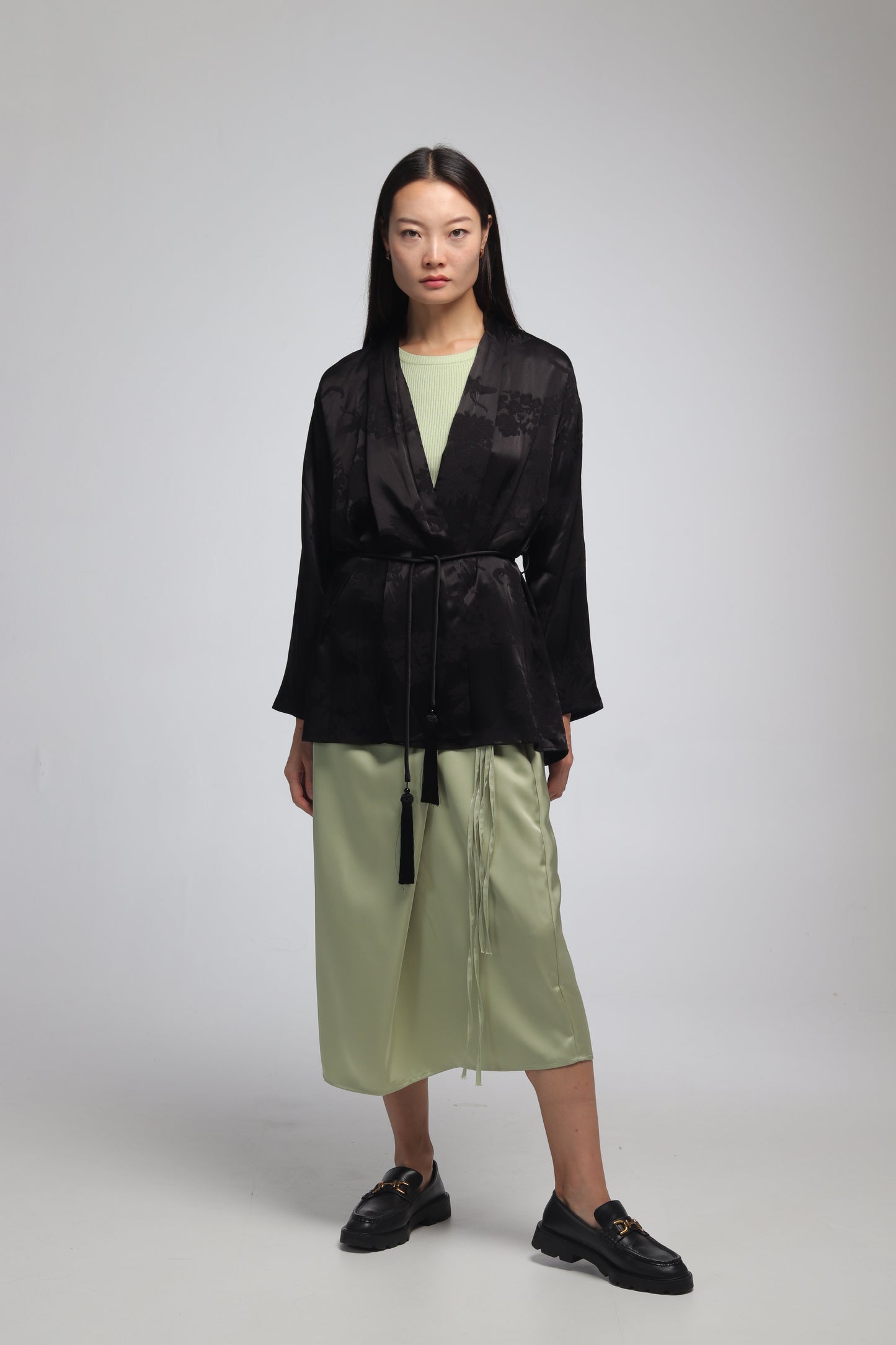 NAMI DRAPED KIMONO BLACK