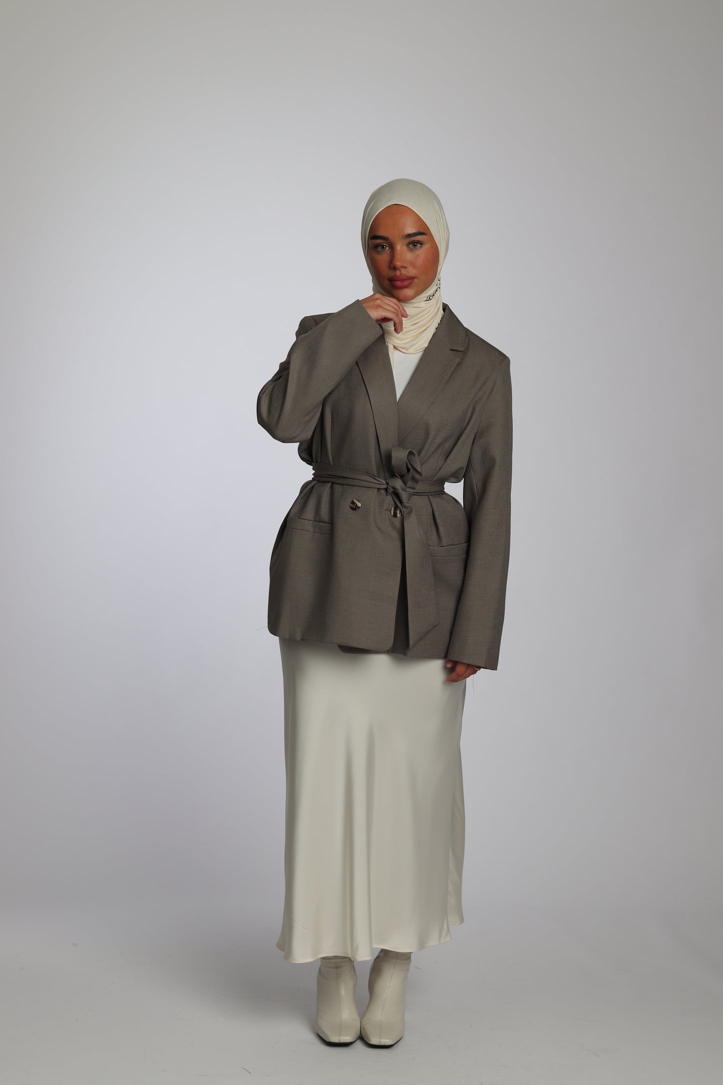 Jupe Midi Satinée Blanc