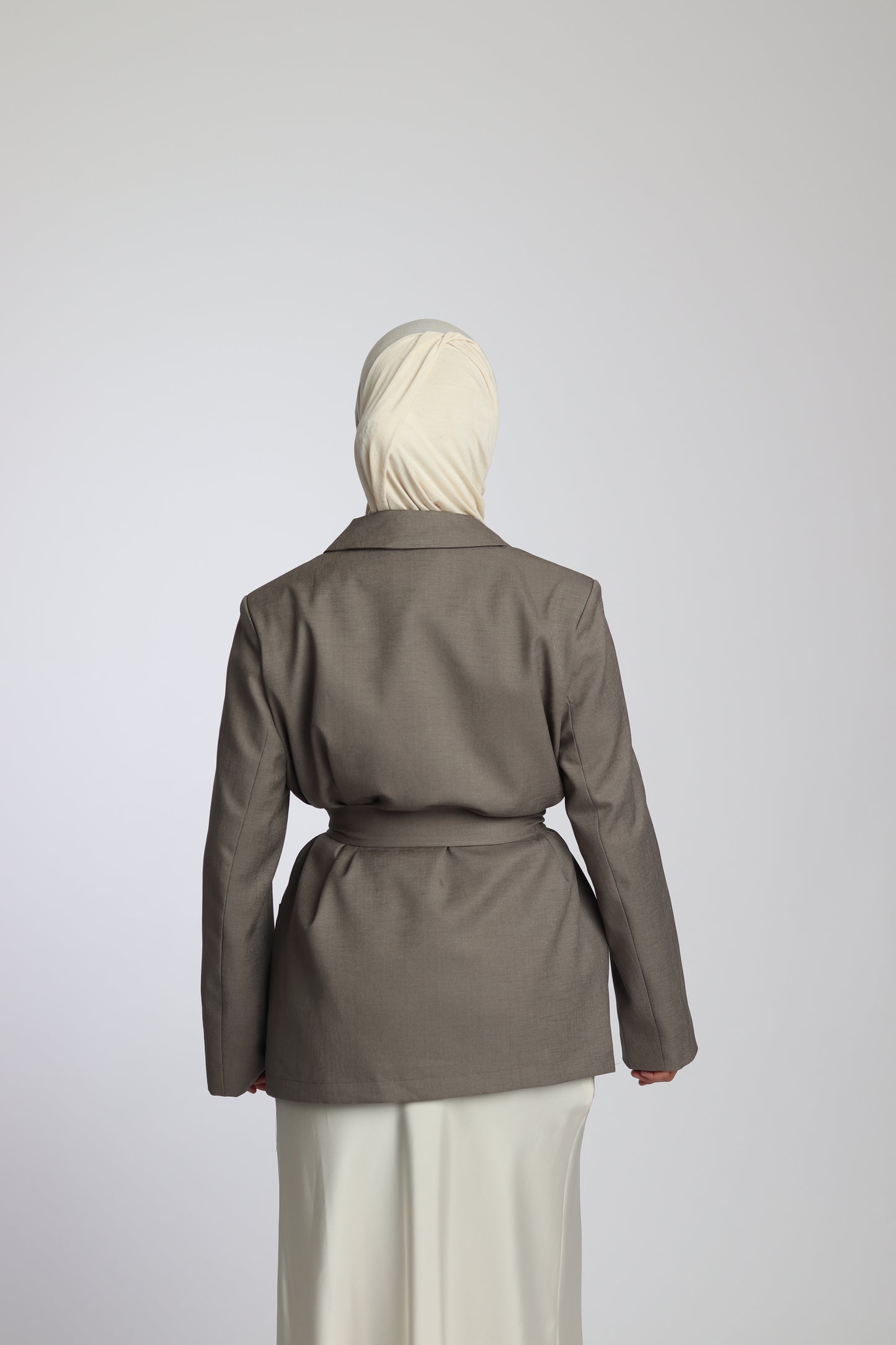 Veste Blazer Taupe Structurée avec Épaulettes