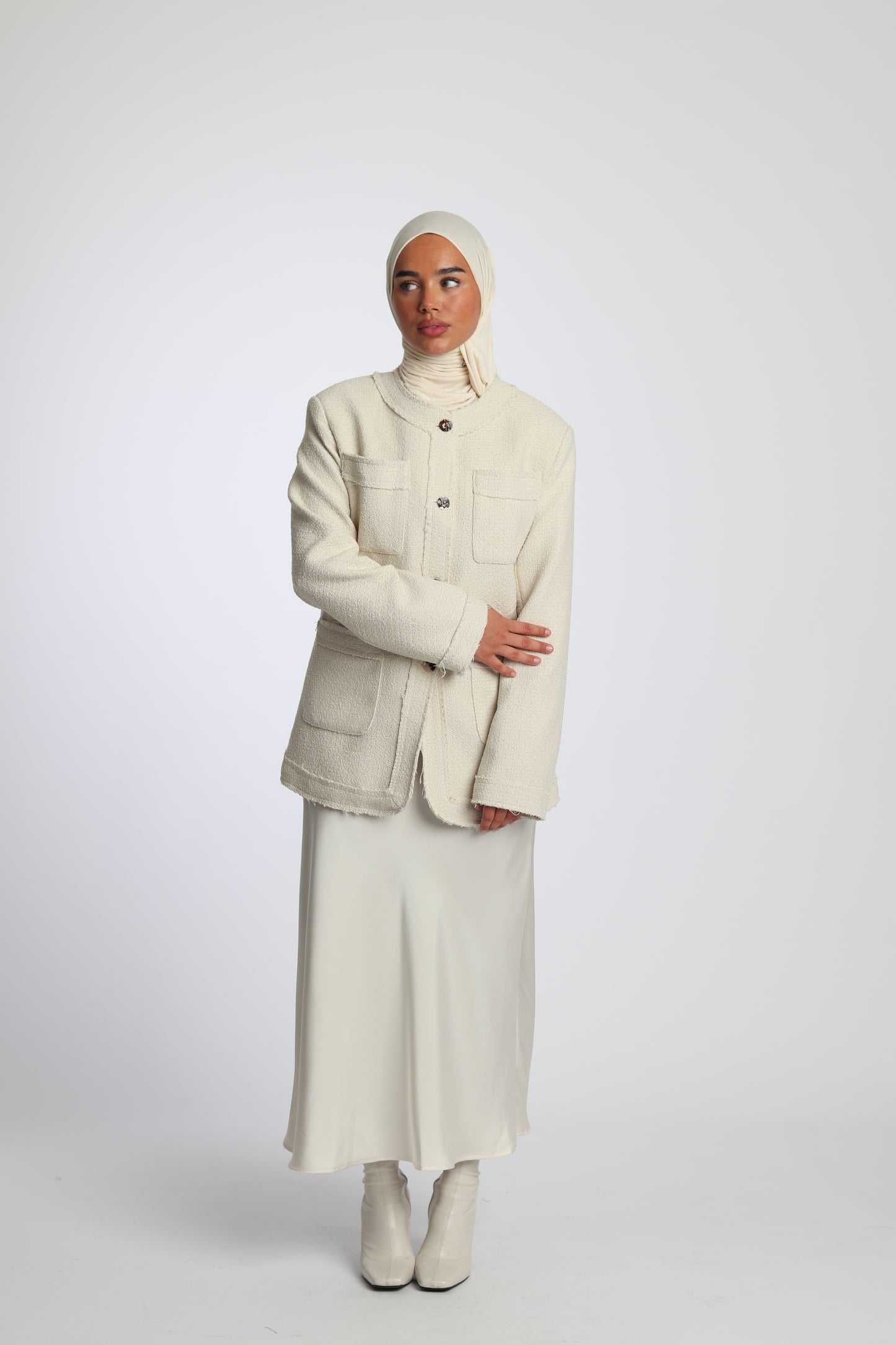 Veste designer Élégance Effilochée Blanc