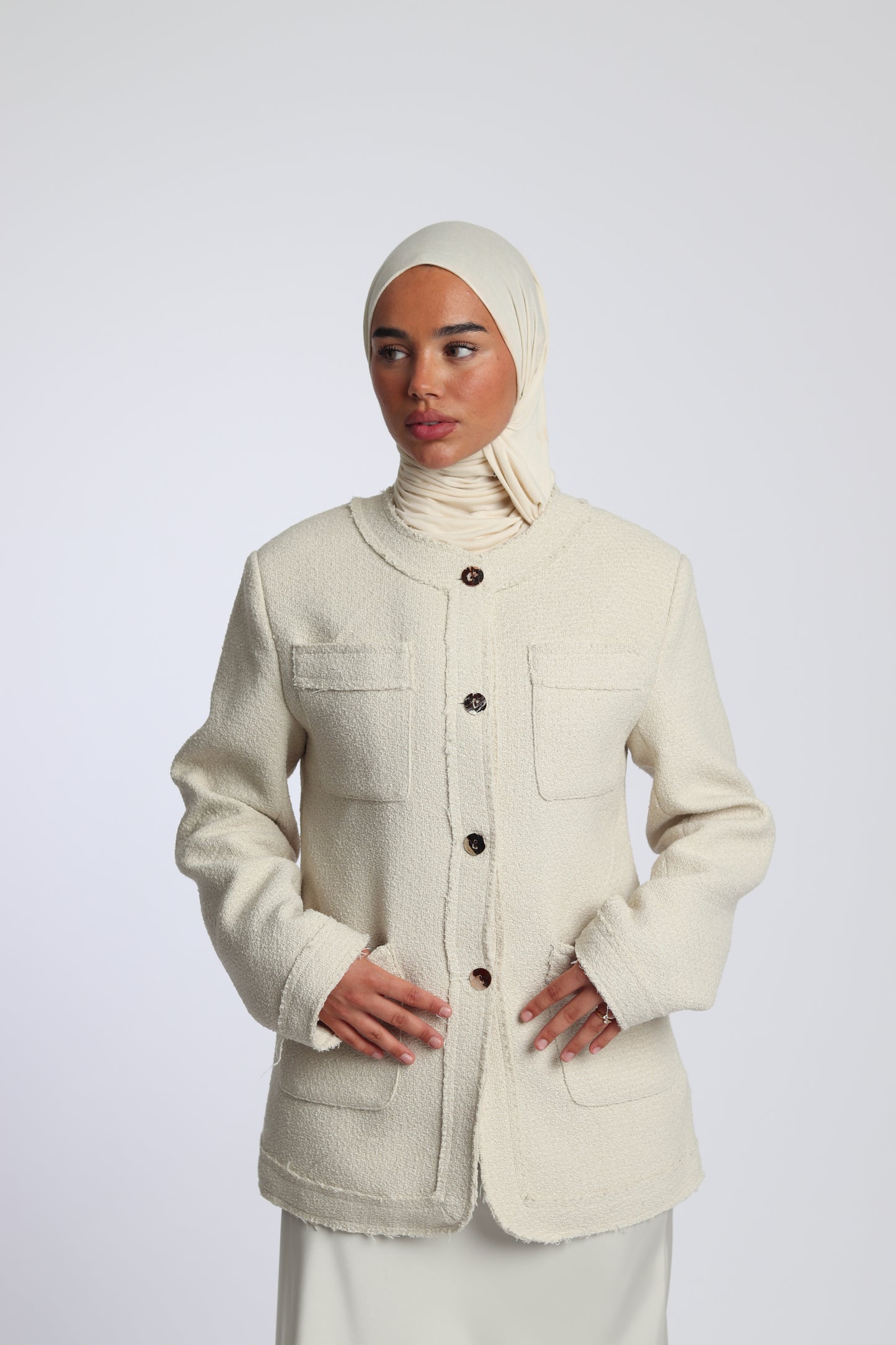 Veste designer Élégance Effilochée Blanc