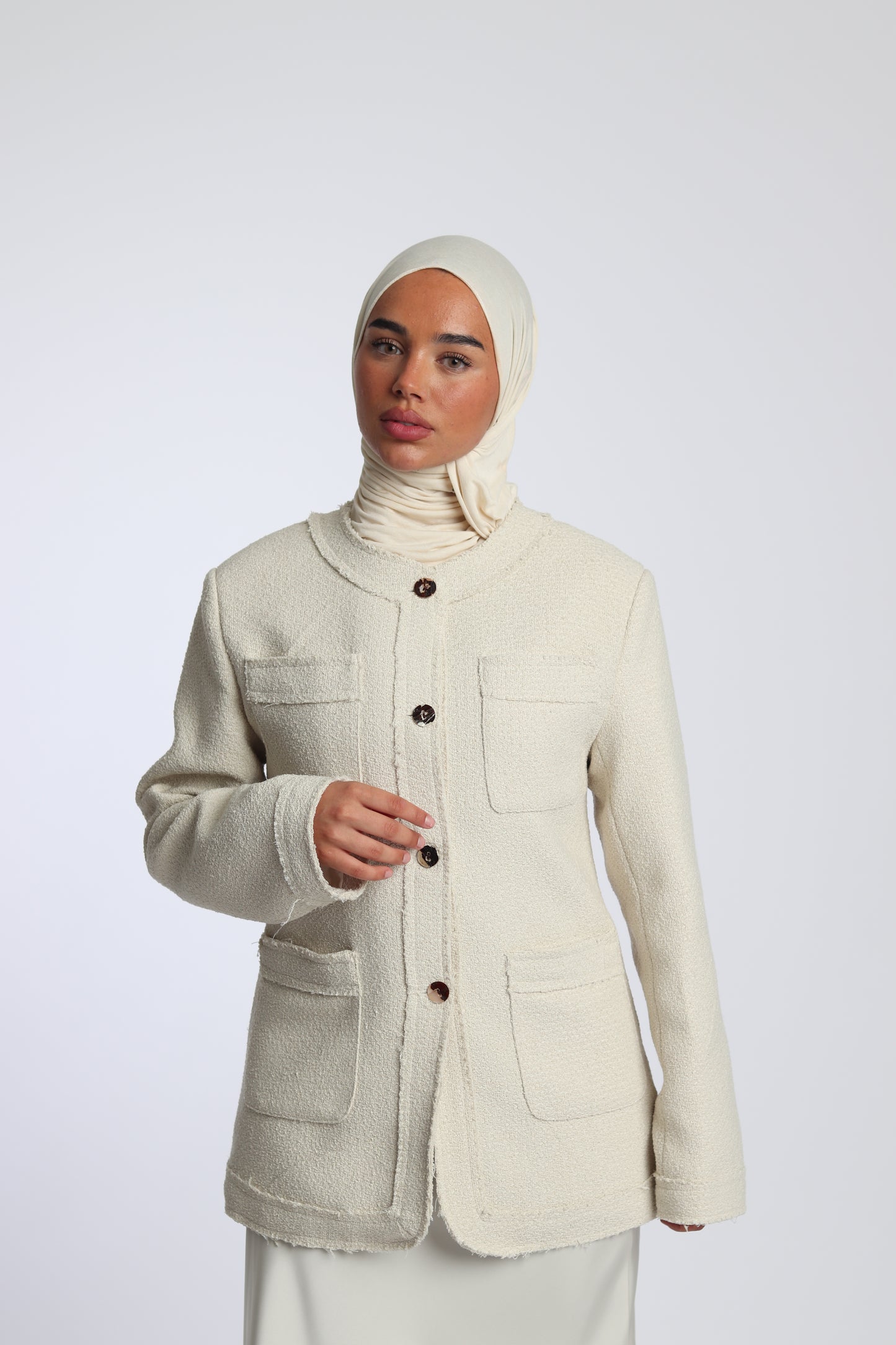 Veste designer Élégance Effilochée Blanc