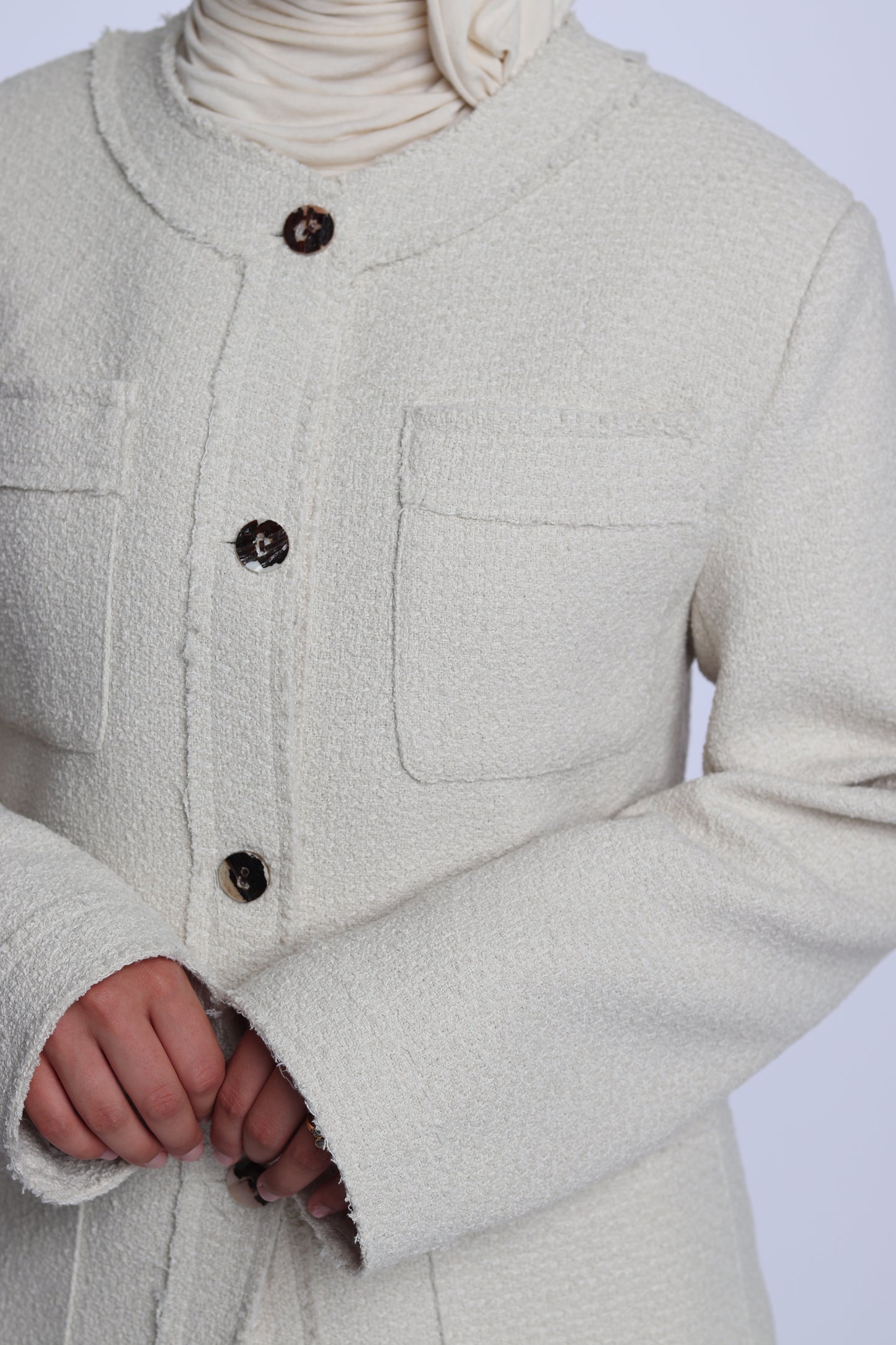 Veste designer Élégance Effilochée Blanc