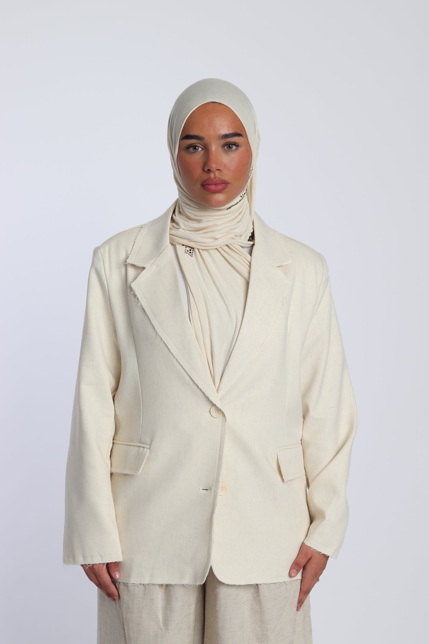 Blazer de Créateur en Lin Ivoire