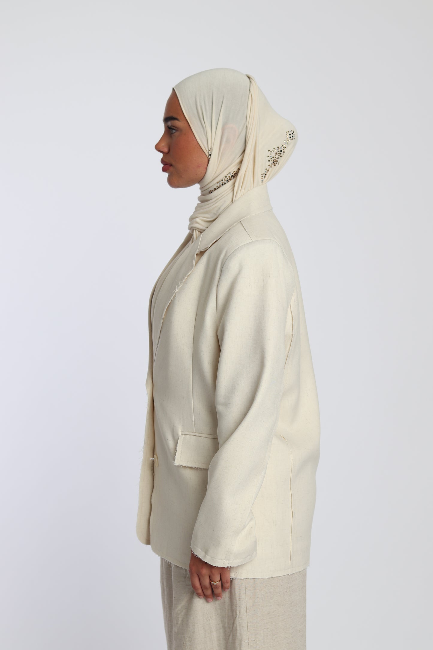 Blazer de Créateur en Lin Ivoire