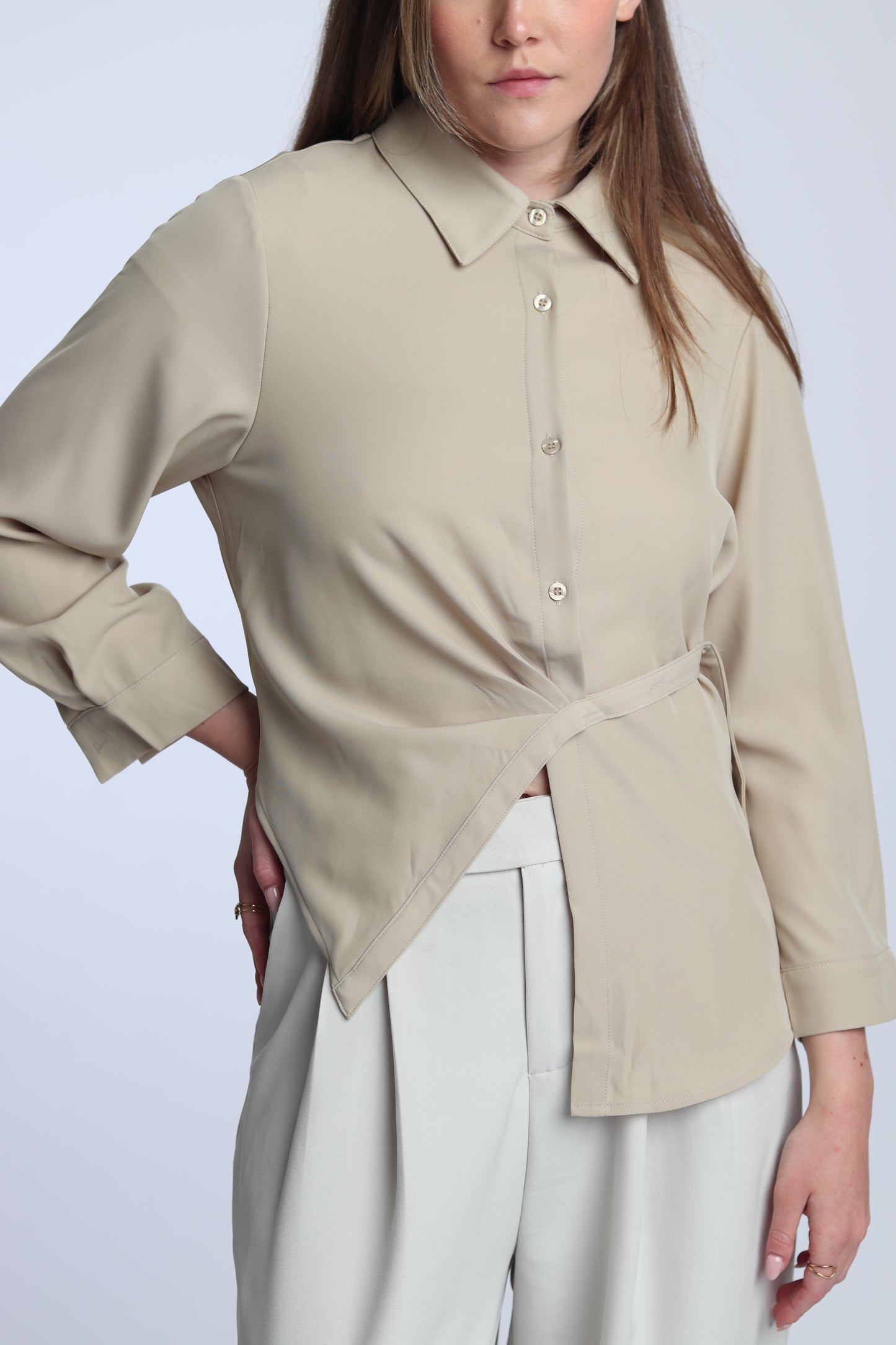 Pantalon BlancTressé Chic