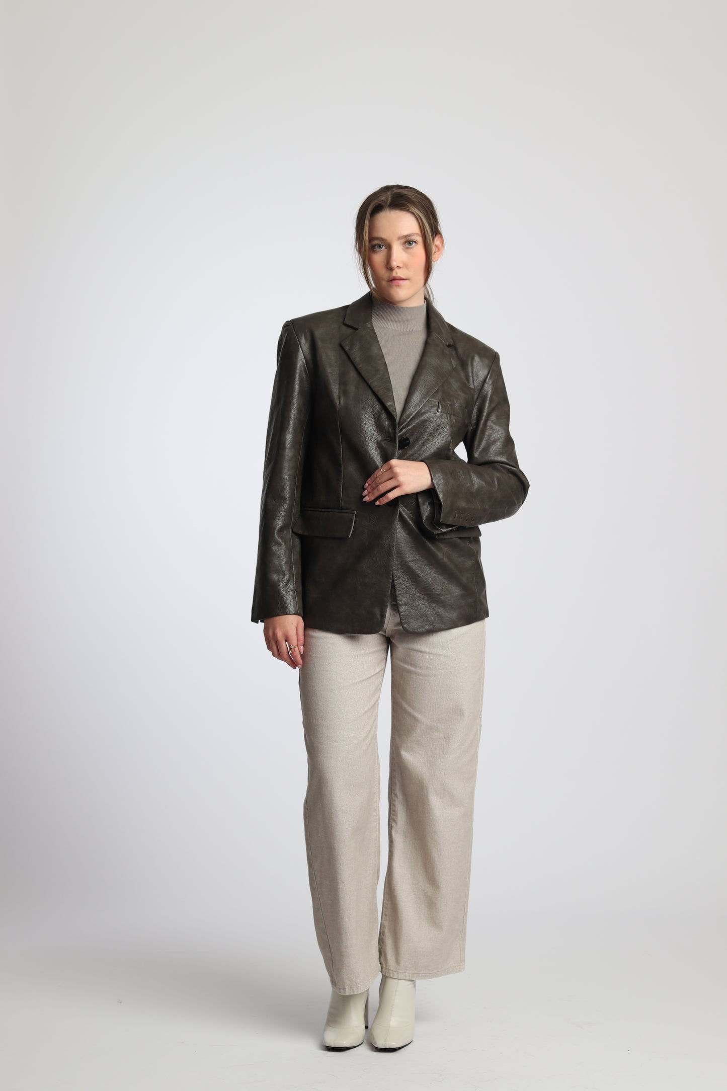 Veste Blazer style Cuir couleur Marron foncé