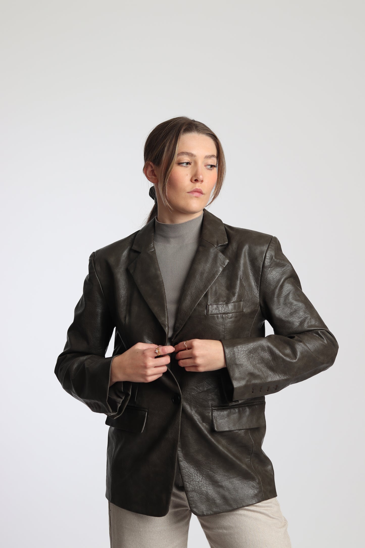 Veste Blazer style Cuir couleur Marron foncé