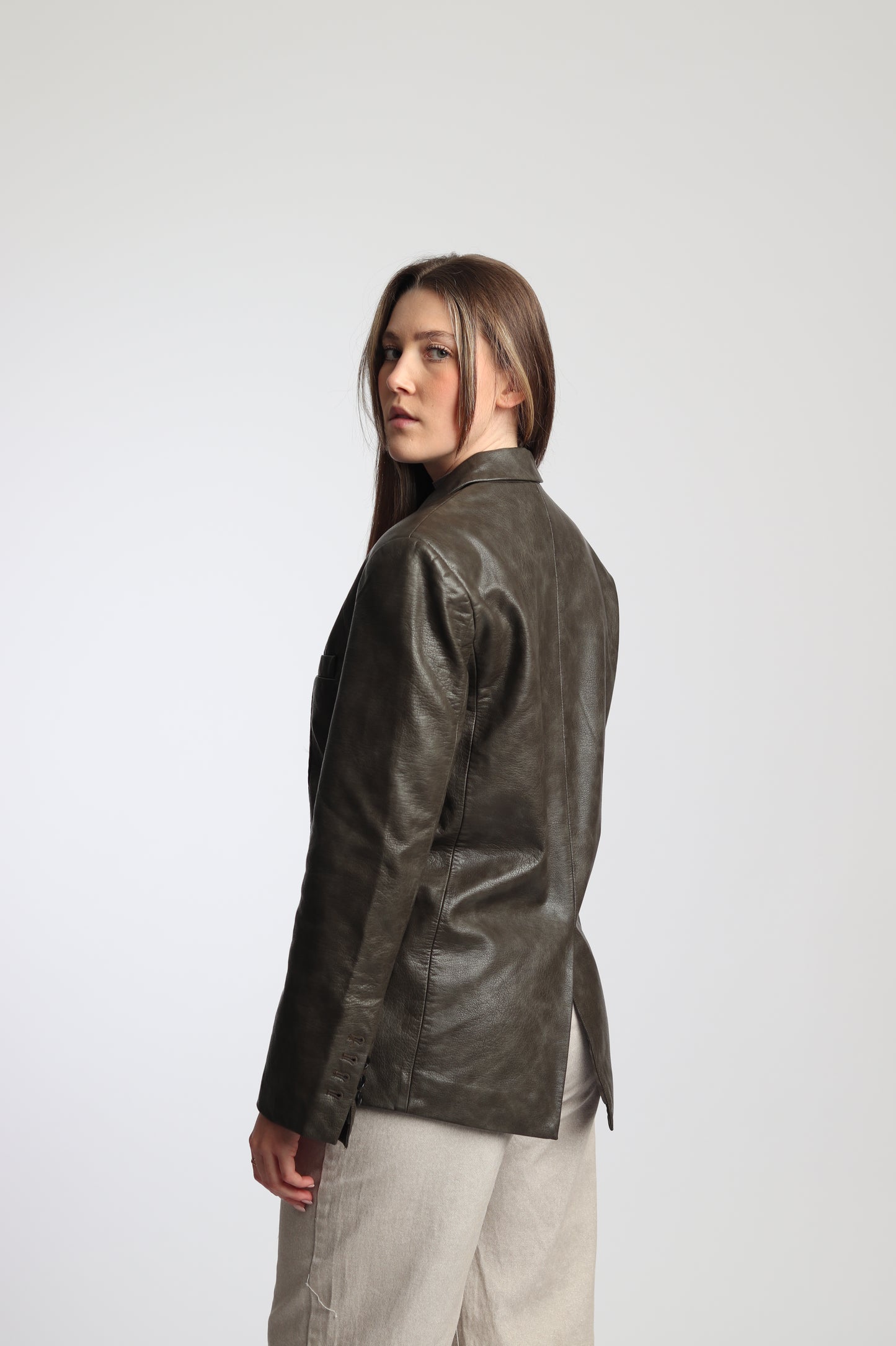 Veste Blazer style Cuir couleur Marron foncé