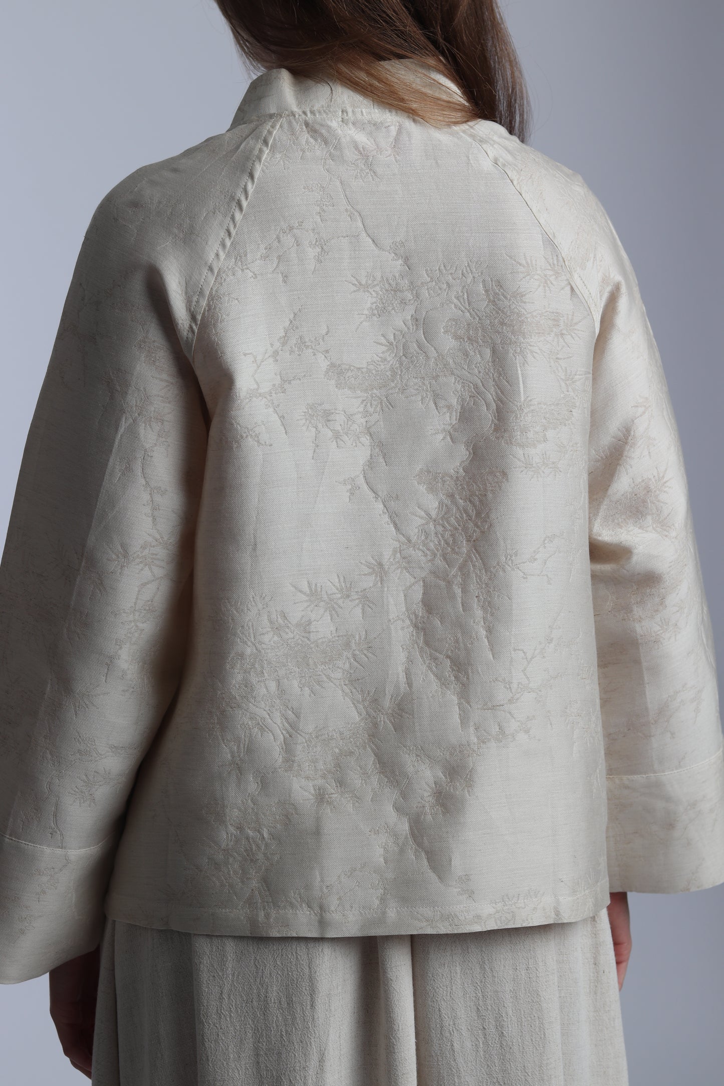 Ensemble designer Japonais en Lin avec Motifs en Relief