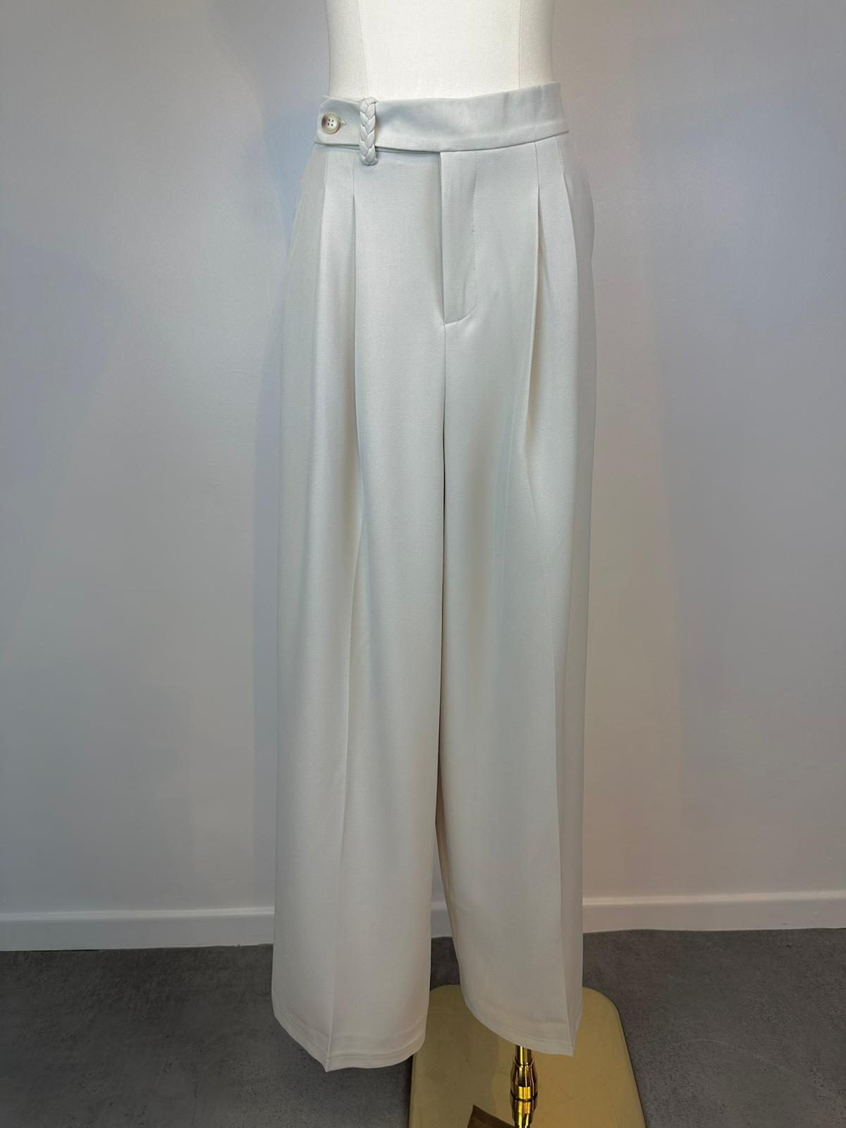 Pantalon BlancTressé Chic