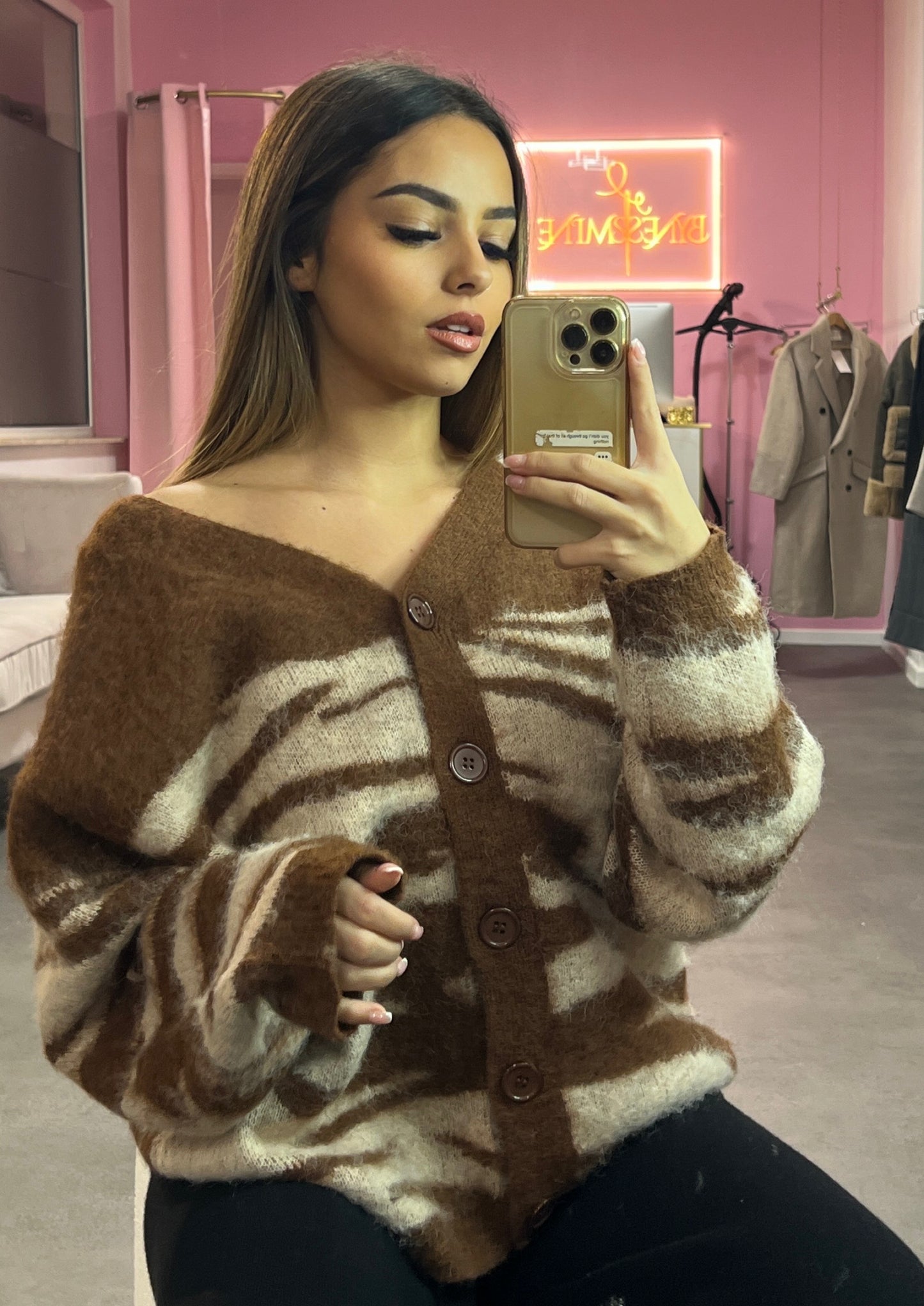 cardigan en maille marron beige