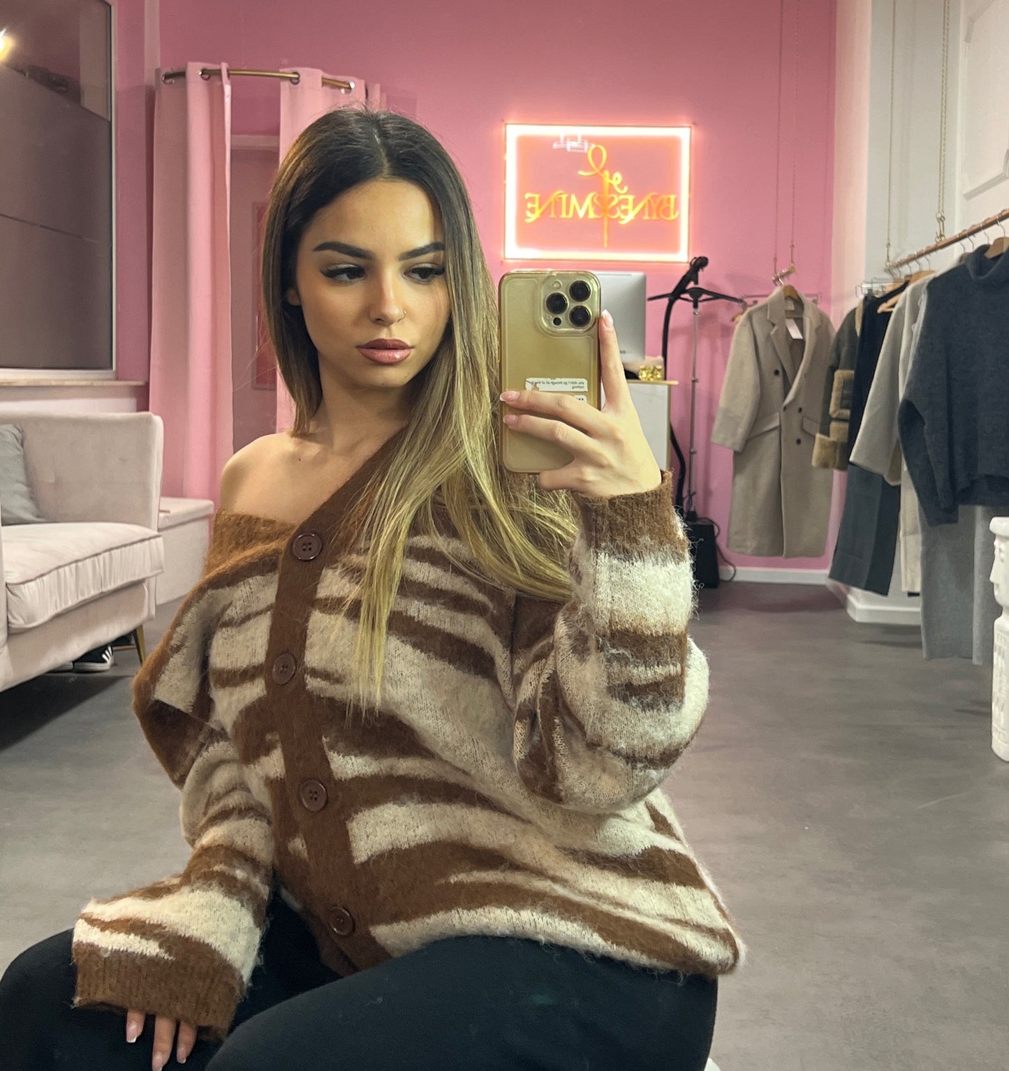 cardigan en maille marron beige