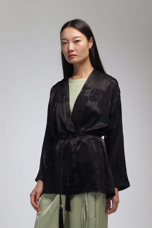 NAMI DRAPED KIMONO BLACK