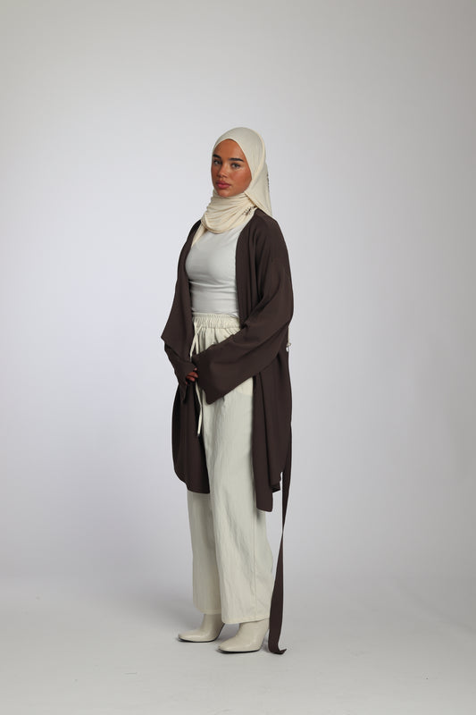 Gilet Enveloppant de Créateur - couleur taupe terreux