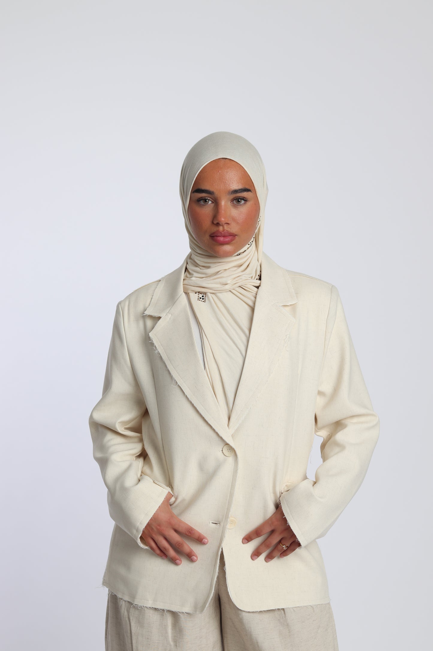 Blazer de Créateur en Lin Ivoire