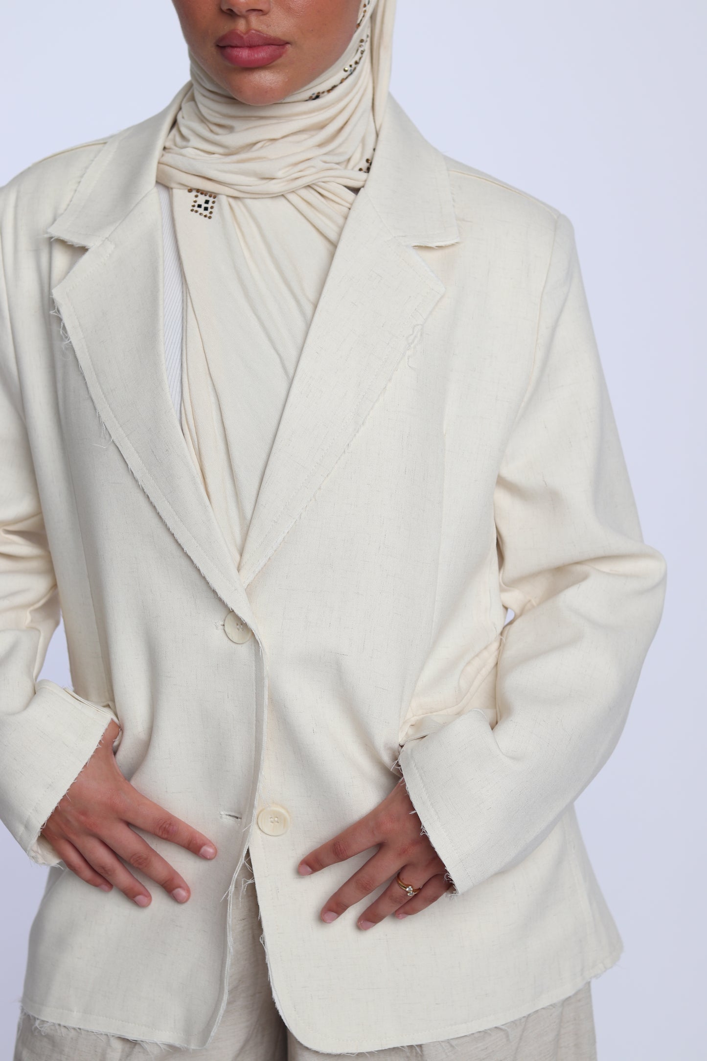 Blazer de Créateur en Lin Ivoire