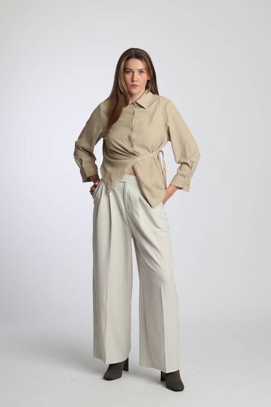 Pantalon BlancTressé Chic