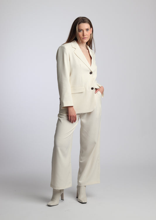 Ensemble blazer pantalon Crème Élégance